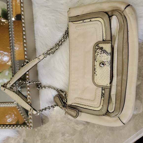 Coach kristin willow  small cream leather womens  shoulder bag with chain straps - Picture 7 of 14